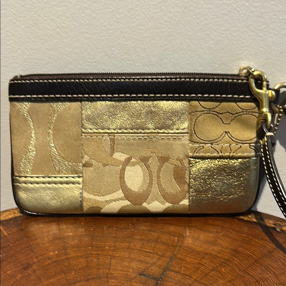 Coach Classic Patchwork Gold & Brown Leather Sued… - image 4